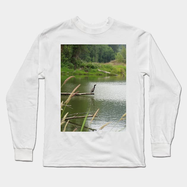 double crested cormorant #1 Long Sleeve T-Shirt by DlmtleArt